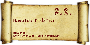 Havelda Klára névjegykártya